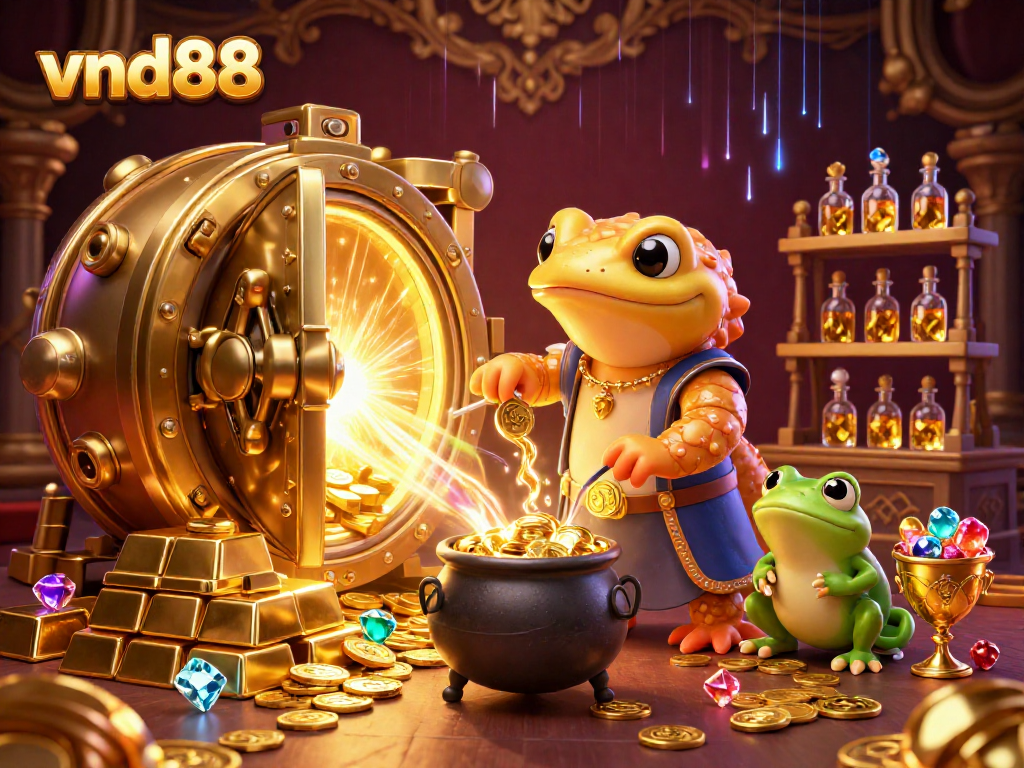 Experience exciting gaming at vnd88 with enchanting characters in a vibrant casino setting.