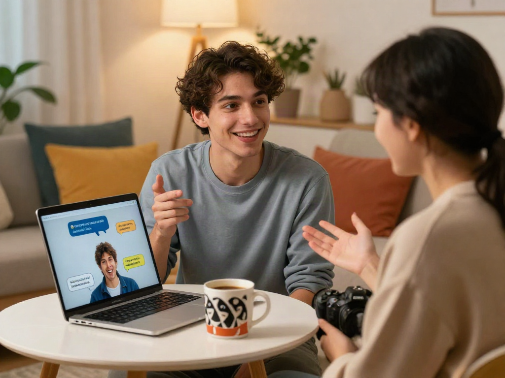 Engaging virtual chat scene showcasing free AI sex chat, with users enjoying a friendly conversation in a relaxed atmosphere.
