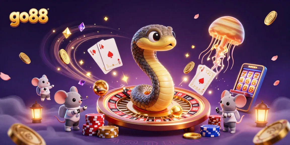 Place your bets on go88 with a vibrant scene of cosmic gambling elements and dynamic characters