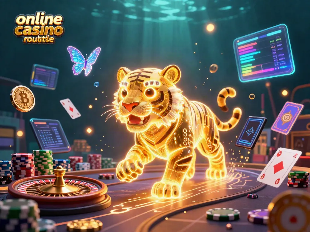 Engage with online casino roulette in a vibrant digital casino landscape featuring neon elements.